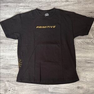 Primitive Black Short Sleeve Tee with Yellow Logo